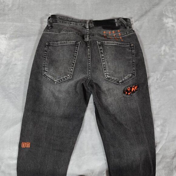 Ksubi Van Winkle Angst Fire Patch Skinny Jeans Womens 28 (Fits 26x27.5) Altered - Picture 9 of 15